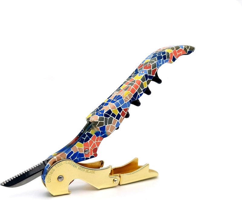 Pulltap's Genuine Classic 500 LEFT-HANDED Waiter's Corkscrew – Double-Hinged Wine Key with Hinged Foil Cutter – Patented Design – Made in Spain – Trencadis 500 - Image 1
